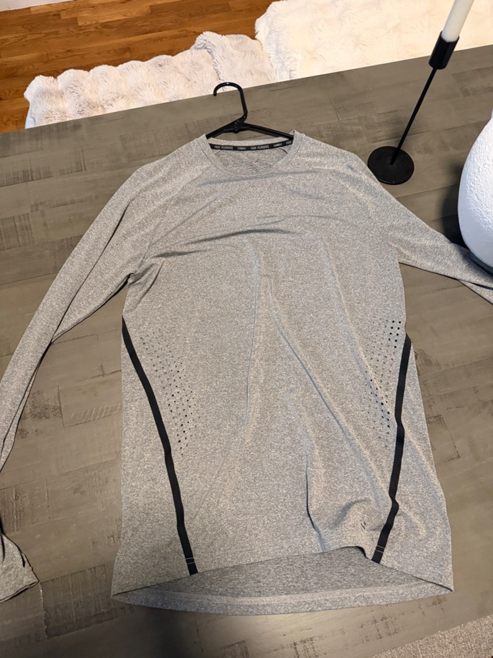 H&M Light Gray Crewneck Sweater with Black Trim